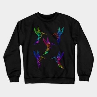 Neon Rainbow Hummingbirds Crewneck Sweatshirt